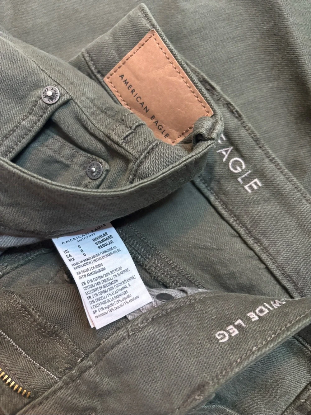American Eagle Outfitters Olive Green Straight-Leg Chinos - Picture 3 of 3
